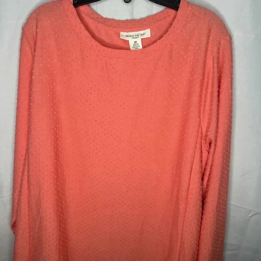 Skyes The Limit Peach Long Sleeve Top Fall Winter Season  2X